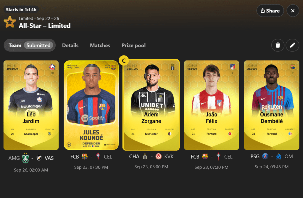 Blockchain Fantasy Football: Sorare All-Star – Limited Lineup by d3xt3r_86 Blockchain Fantasy Football: Sorare All-Star – Limited Lineup by d3xt3r_86